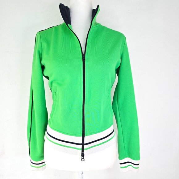 Tommy Hilfiger Y2K Apple Green White Embroidered Large Logo Full Zip Jacket - Picture 2 of 9